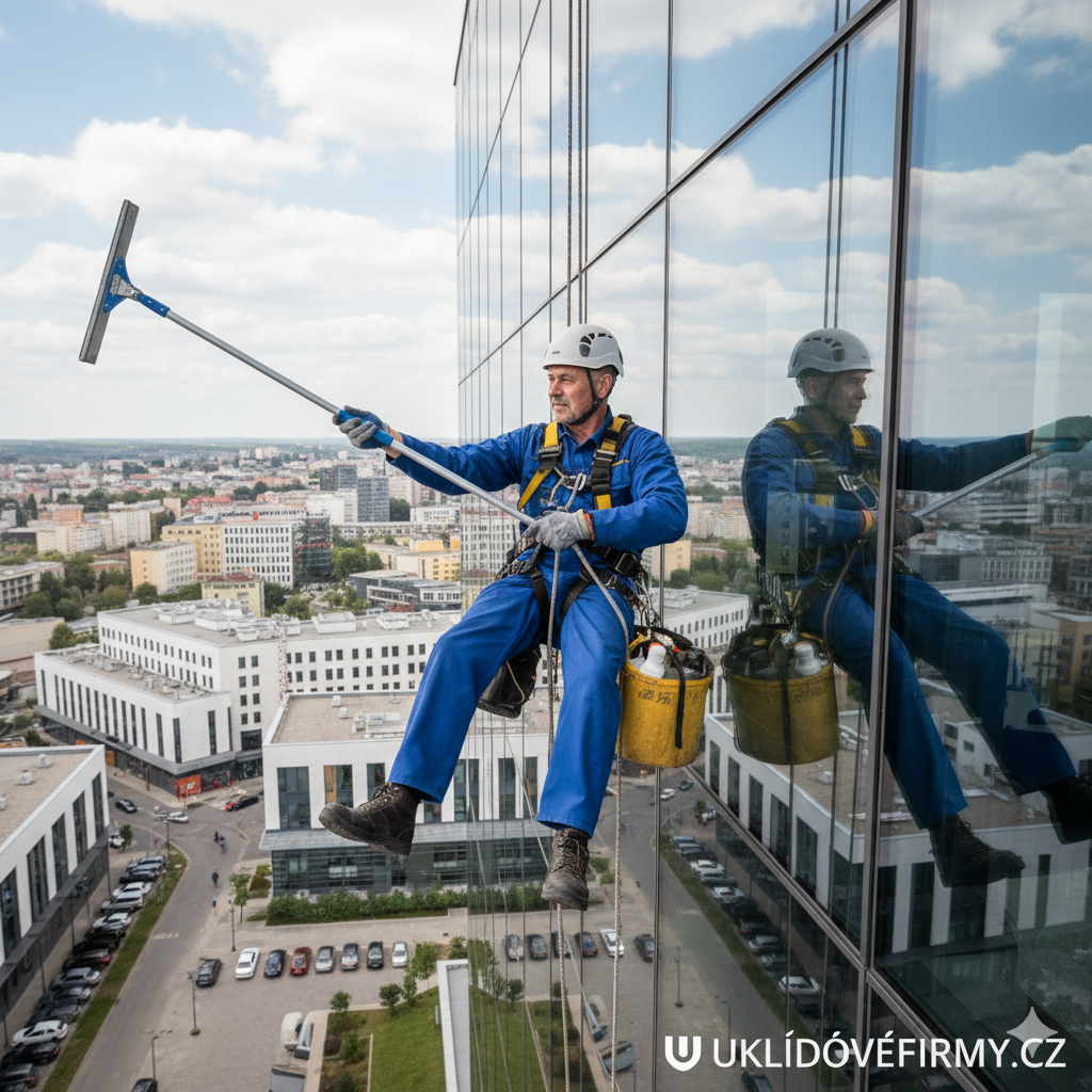 Mytí oken ve výškách: Rizika, techniky a reálné ceny