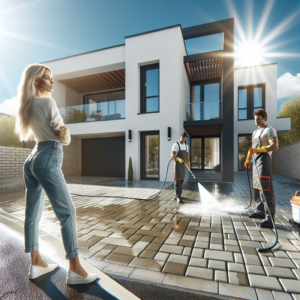 Úklid společných prostor, tlakové mytí dlažby