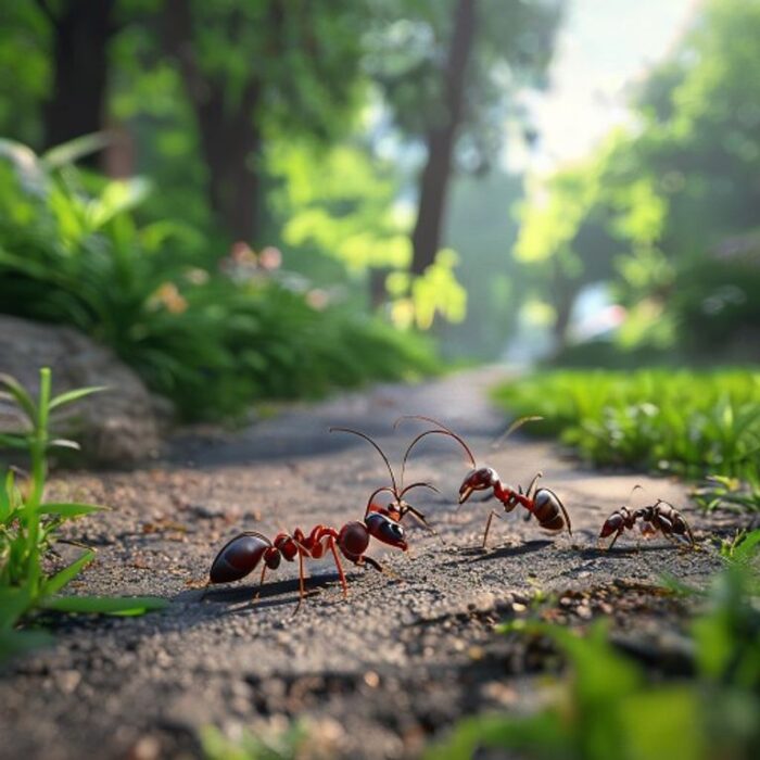 Mravenci na dlážděných cestách parku Jak...